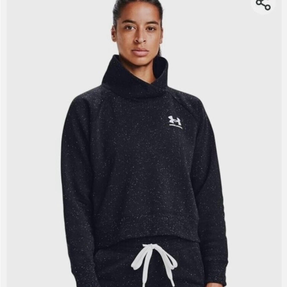 Women’s Under Armour Small Black Rival Fleece Wrap Neck Pullover